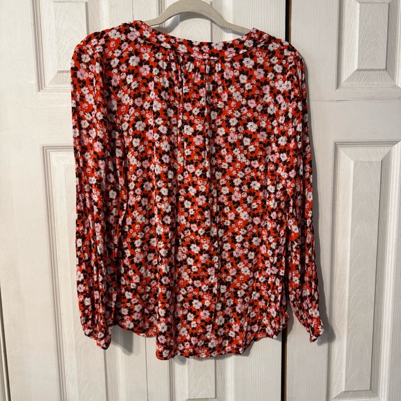 Old Navy - Size Medium - Red Floral Boho Long Sleeve Blouse - Picture 2 of 4